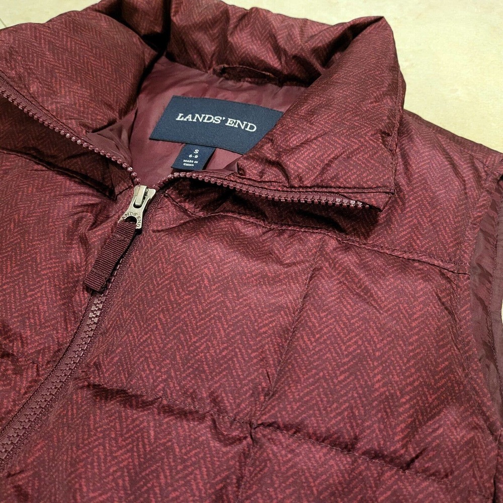 Lands End Womens Size S Small 6-8 Goose Down‎ Puffer Zip Magenta? Vest Jacket